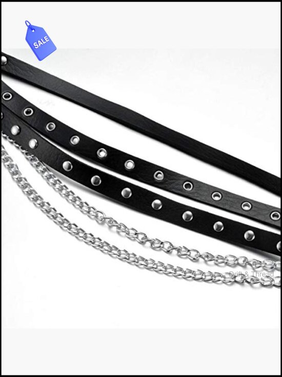 Punk O-Ring Chain Waist Belt Adjustable Goth Rock Leather Strap main image 4